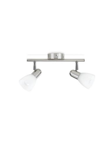 Foco techo 2 luces BURLAP tube orientable níquel 40W IP20 | LeonLeds