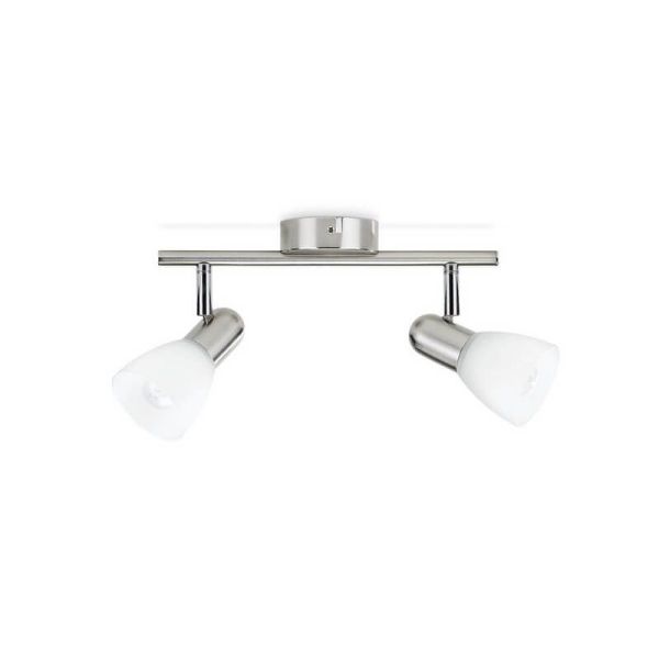 Foco techo 2 luces BURLAP tube orientable níquel 40W IP20 | LeonLeds