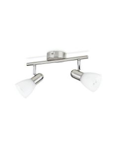 Foco techo 2 luces BURLAP tube orientable níquel 40W IP20 | LeonLeds