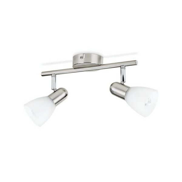 Spot de teto 2 luzes BURLAP tubo orientável níquel 40W IP20 | LeonLeds