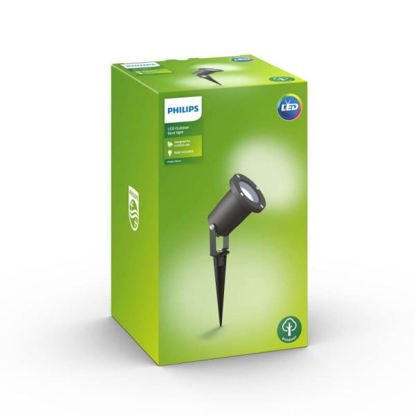 Refletor/estaca exterior LED PULED preto parede/pé IP44 | LeonLeds