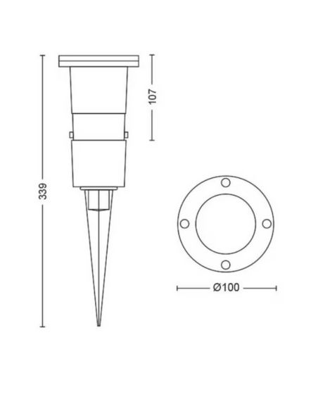 Spot/Piquet extérieur LED PULED Noir Mur/Pied IP44 | LéonLeds