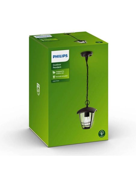 Candeeiro de teto exterior preto CREEK 1x60W E27 MyGarden | LeonLeds