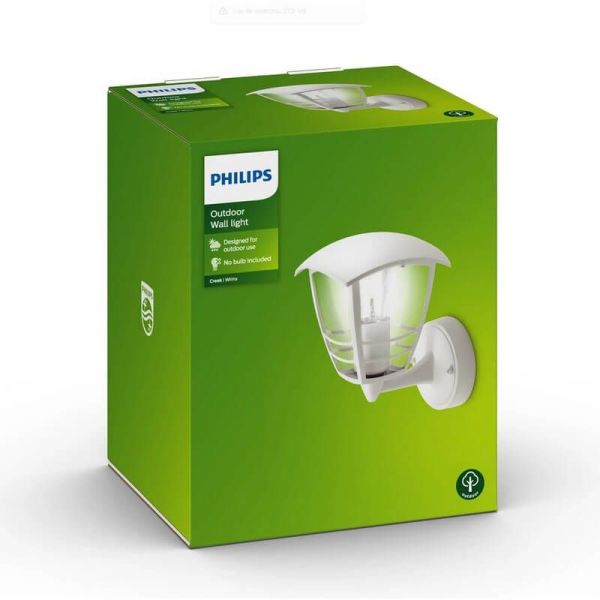 Aplique pared exterior CREEK blanco 1x60W E27 IP44 MyGarden | LeonLeds