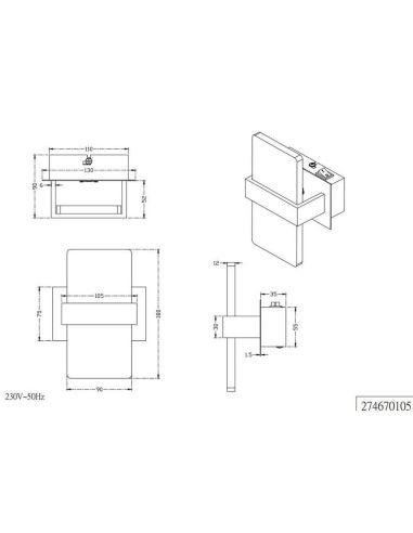 Arandela LED metálica PLATON incl.1x4,3W LED 430Lm | LeonLeds