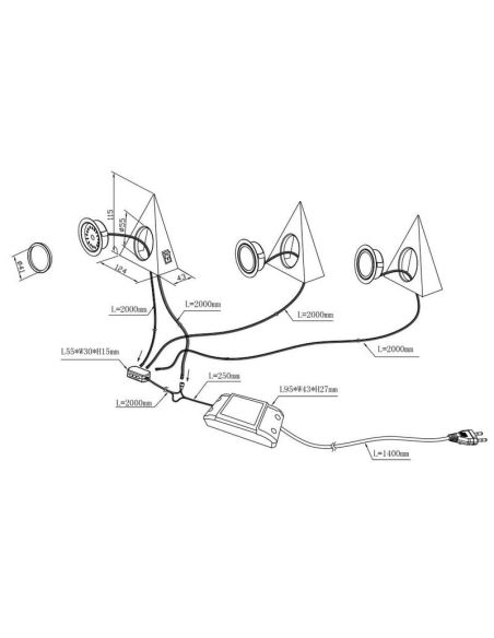 ECCO Luz LED para móveis 3 focos incl.3x3W LED 200Lm | LeonLeds