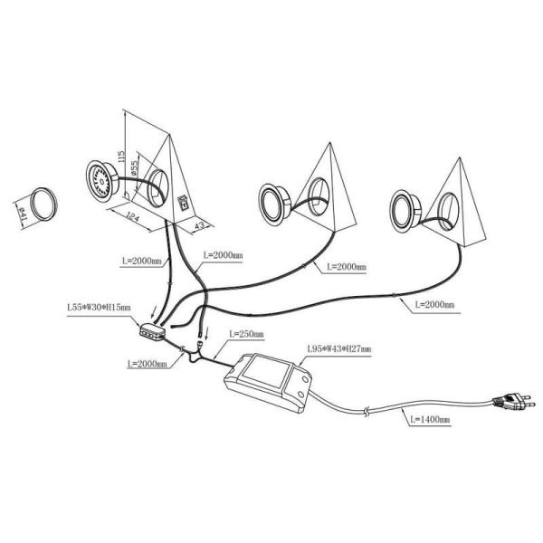 ECCO Luminaire LED pour meuble 3 spots dont 3x3W LED 200Lm | LéonLeds
