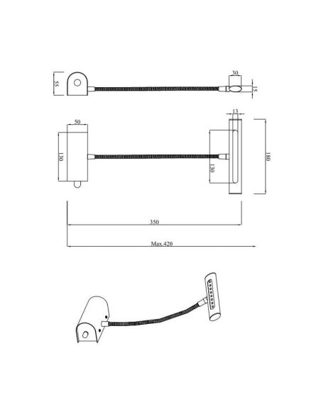 Aplique pared LED CURTIS flexible y regulador de intensidad | LeonLeds