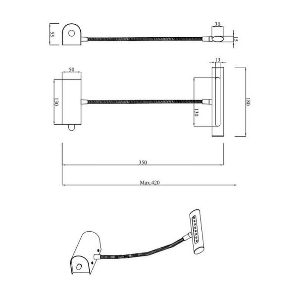 Aplique pared LED CURTIS flexible y regulador de intensidad | LeonLeds