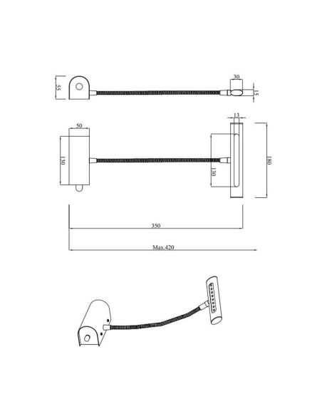 Aplique pared LED CURTIS luz acento cuadros incl.1x4W IP20 | LeonLeds