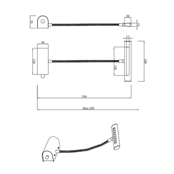 Aplique pared LED CURTIS luz acento cuadros incl.1x4W IP20 | LeonLeds