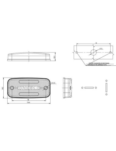 Medida Galibo Lateral LED con 2 Lineas Neon con Intermitente y Catadióptrico y Soprte ADR 12V-24V SM1 5 IA 1137 ADR | LeonLeds