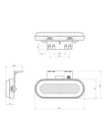 Medidas Galibo Lateral LED con intermitente Neon y Catadioptrico con Soprte 12V-24V SM1 5 IA ADR 1420 | LeonLeds