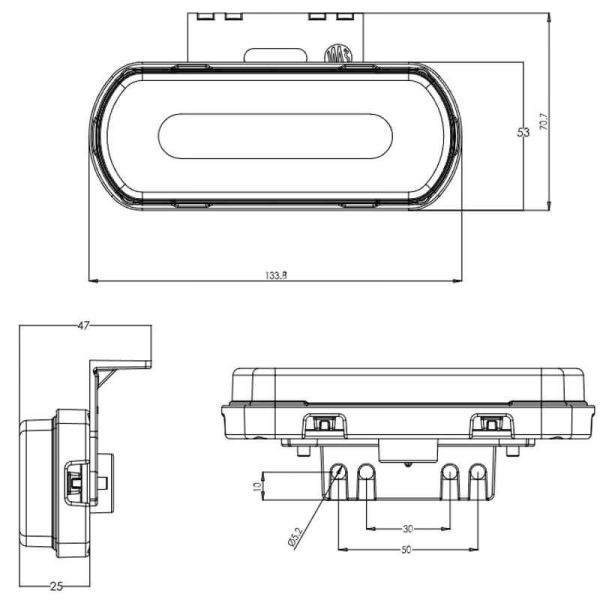 Medidor lateral de LED com pisca e...