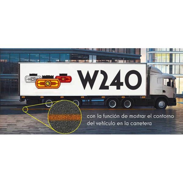 Medidor Lateral LED Was com pisca e retrorrefletor e luz de contorno inferior com suporte 12V-24V SM1 IA 02 W240 | LeonLeds