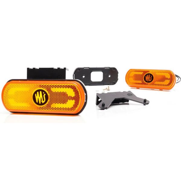 Medidor Lateral LED Was com pisca e retrorrefletor e luz de contorno inferior com suporte 12V-24V SM1 IA 02 W240 | LeonLeds