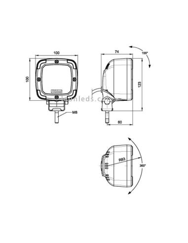 Dimensões FT-360 LED MAG M78 KN