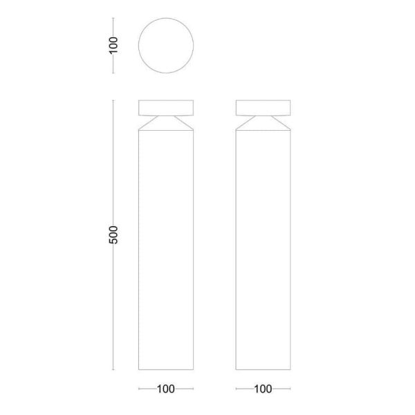 Farol LED exterior LAVEN 50cm 6W Quente 2700K IP44 | LeonLeds