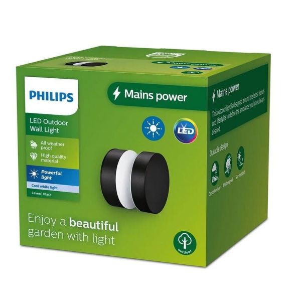 Applique murale LED ronde extérieure LAVEN 6W 4000K IP44 | LéonLeds