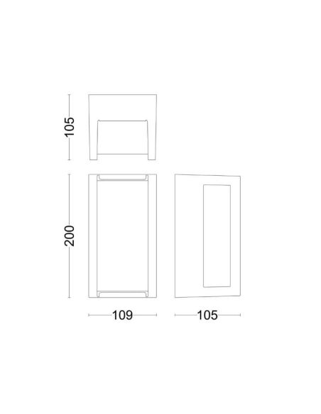 Arandela LED retangular para exterior PYRONA 12W 2700K IP44 | LeonLeds