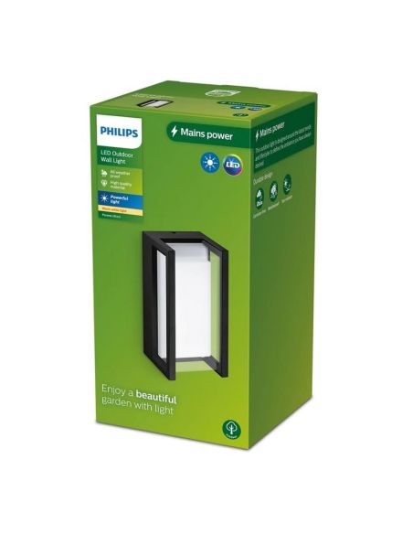 Applique murale LED d'extérieur rectangulaire PYRONA 12W 2700K IP44 | LéonLeds