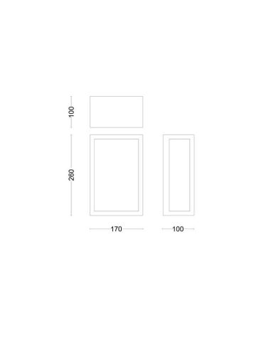 Applique d'extérieur rectangulaire ALZOR sans ampoule | LeonLeds