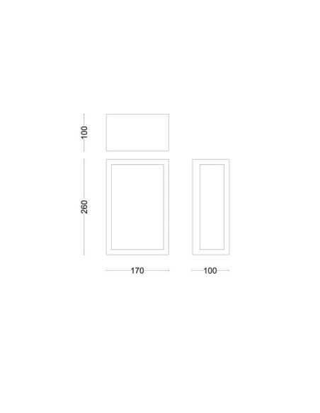 Applique d'extérieur rectangulaire ALZOR sans ampoule | LeonLeds