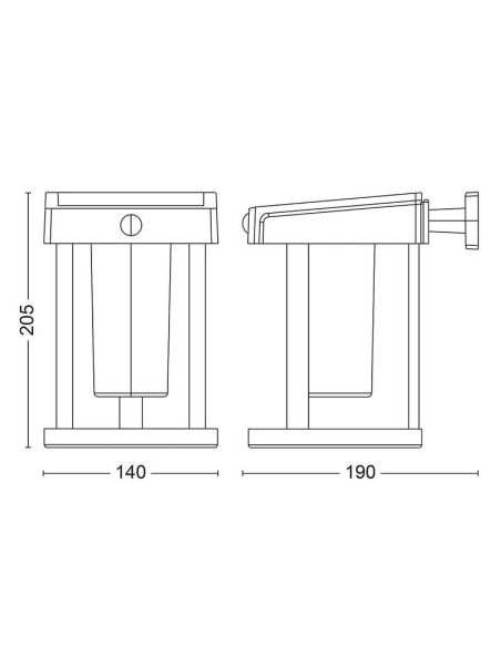 CAMILL Applique murale solaire d'extérieur LED ultra efficace | LéonLeds