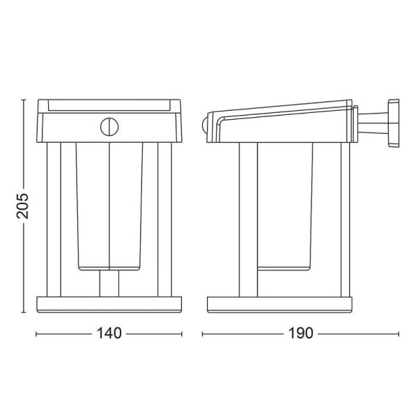 CAMILL Applique murale solaire d'extérieur LED ultra efficace | LéonLeds