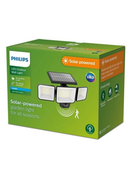 Projetor solar de segurança NUSIL com sensor de movimento e energia solar ultraeficiente | LeonLeds
