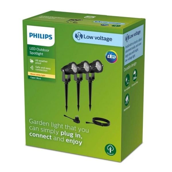 Kit de 3 Piquetas exterior CAPER GardenLink Bajo Voltaje 24V| LeonLeds