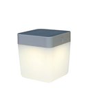 Lámpara de mesa LED solar y portátil TABLE CUBE blanco o gris con regulador táctil 3000k