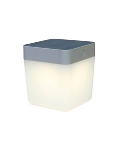 Lámpara de mesa LED solar y portátil TABLE CUBE blanco o gris con regulador táctil 3000k