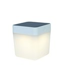 Lampe de table LED solaire et portable TABLE CUBE blanche ou grise avec variateur tactile 3000k