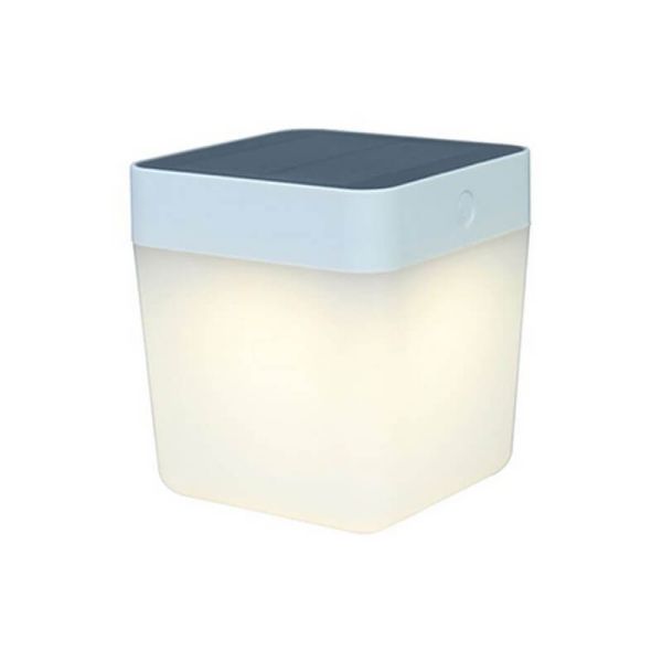 Lámpara de mesa LED solar y portátil TABLE CUBE blanco o gris con regulador táctil 3000k