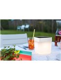 Lampe de table LED solaire et portable TABLE CUBE blanche ou grise avec variateur tactile 3000k