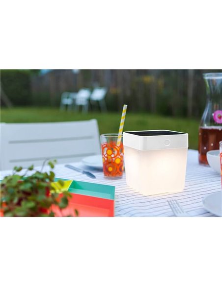 Candeeiro de mesa LED solar e portátil TABLE CUBE branco ou cinza com dimmer touch 3000k