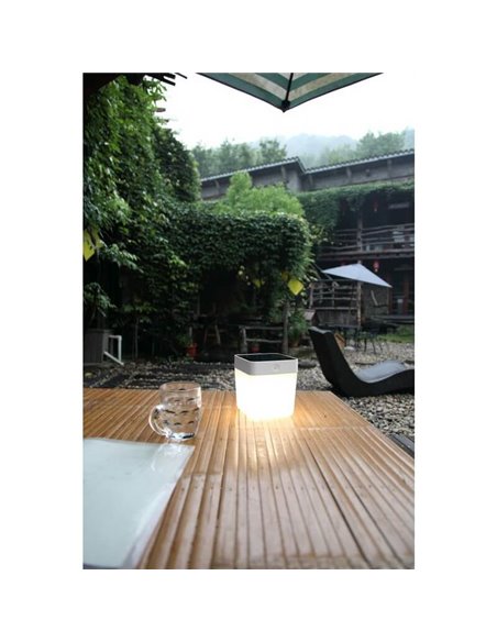 Candeeiro de mesa LED solar e portátil TABLE CUBE branco ou cinza com dimmer touch 3000k