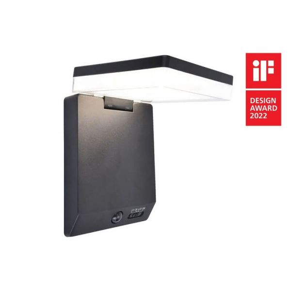Aplique exterior solar con sensor de movimiento MOZE negro mate* Design Award 2022*