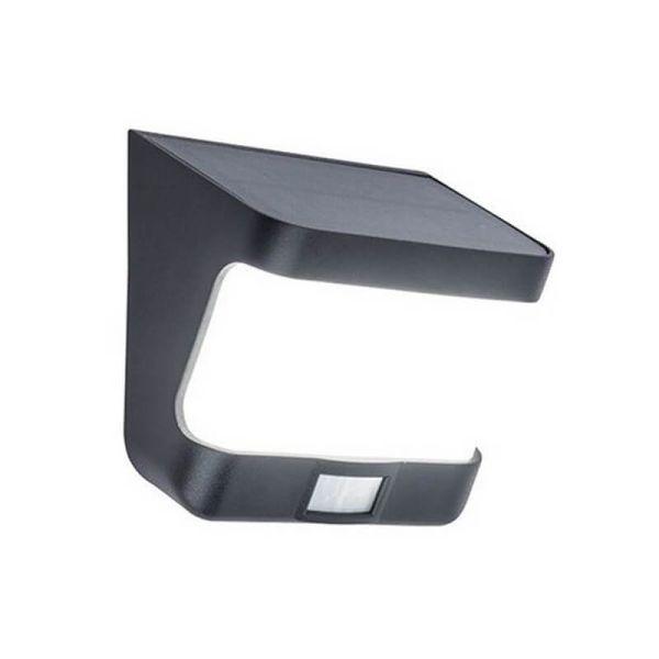 Applique murale panneau solaire TRY LED, noir mat détecteur de mouvement 5000K