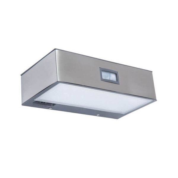 Aplique solar LED BRICK con sensor de movimiento con gran alcance, aceto inoxidable 4000K
