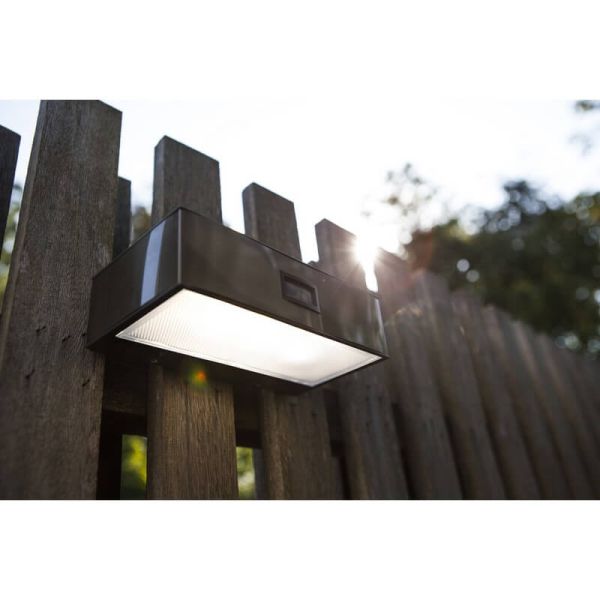 Aplique solar LED BRICK con sensor de movimiento con gran alcance, aceto inoxidable 4000K