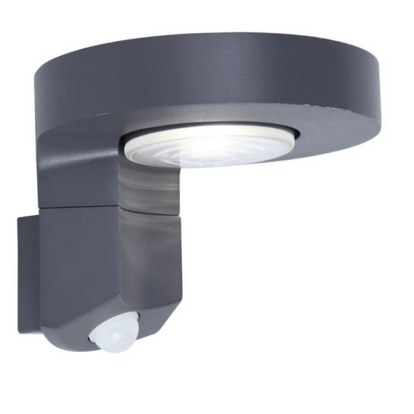 Aplique solar LED redondo DISO con cabezal móvil y sensor de movimiento, antracita 4000K