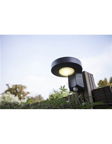 Aplique solar LED redondo DISO com cabeça móvel e sensor de movimento, antracite 4000K