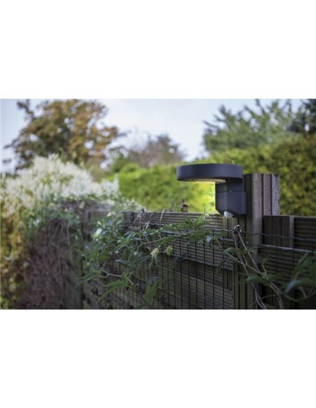 Aplique solar LED redondo DISO con cabezal móvil y sensor de movimiento, antracita 4000K