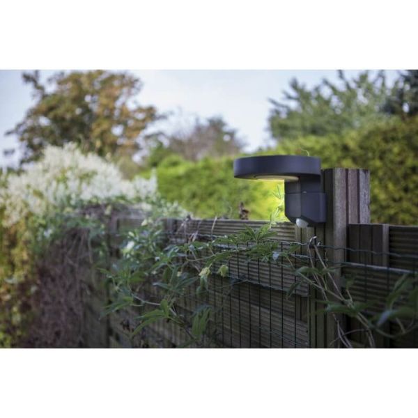 Aplique solar LED redondo DISO con cabezal móvil y sensor de movimiento, antracita 4000K