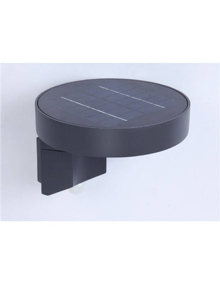 Aplique solar LED redondo DISO con cabezal móvil y sensor de movimiento, antracita 4000K