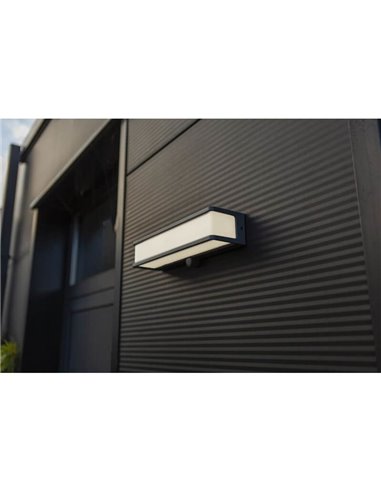 Aplique solar LED potente rectangular DOBLO XL antracita 16,5W 4000K con sensor de movimiento 