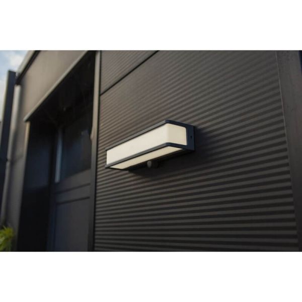 Potente aplique solar LED retangular DOBLO XL antracite 16,5W 4000K com sensor de movimento