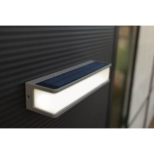 Aplique solar LED potente rectangular DOBLO XL antracita 16,5W 4000K con sensor de movimiento 